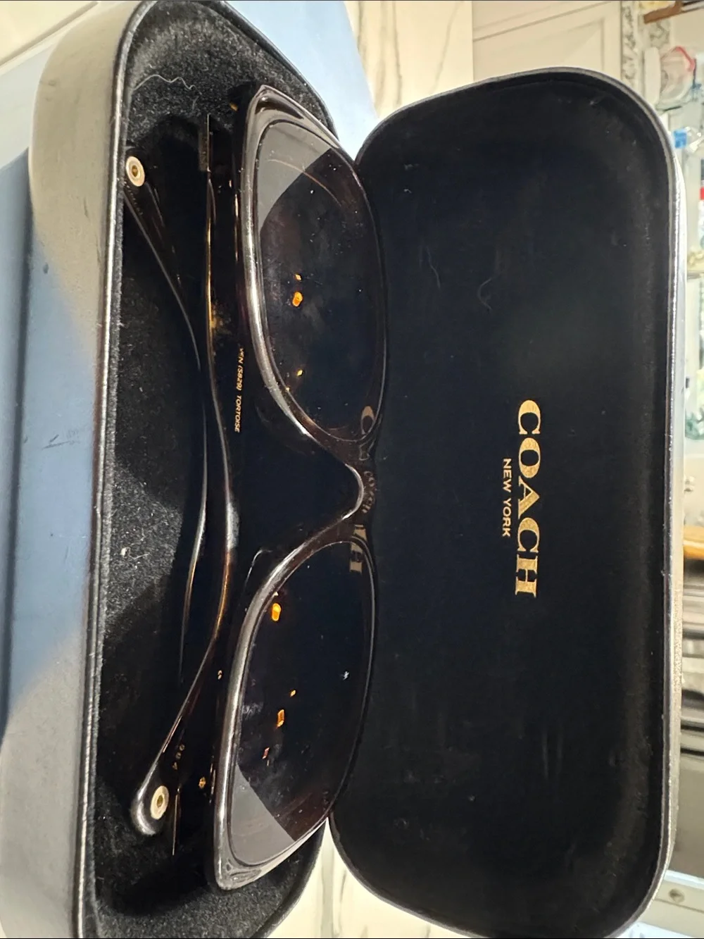 Coach Brown Tortoiseshell Sunglasses with Gold Accent